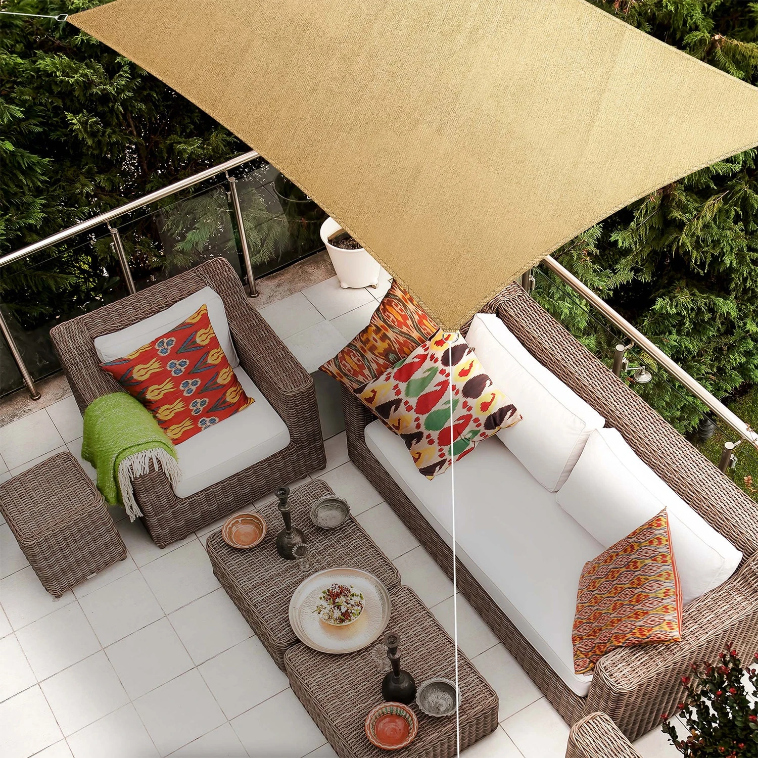 Rechteckiges Sonnensegel 3x4 M Befestigungsringe PE Luftdurchlässig 2 Rechteckiges Sonnensegel 3x4 M Befestigungsringe PE Luftdurchlässig – Bild 2