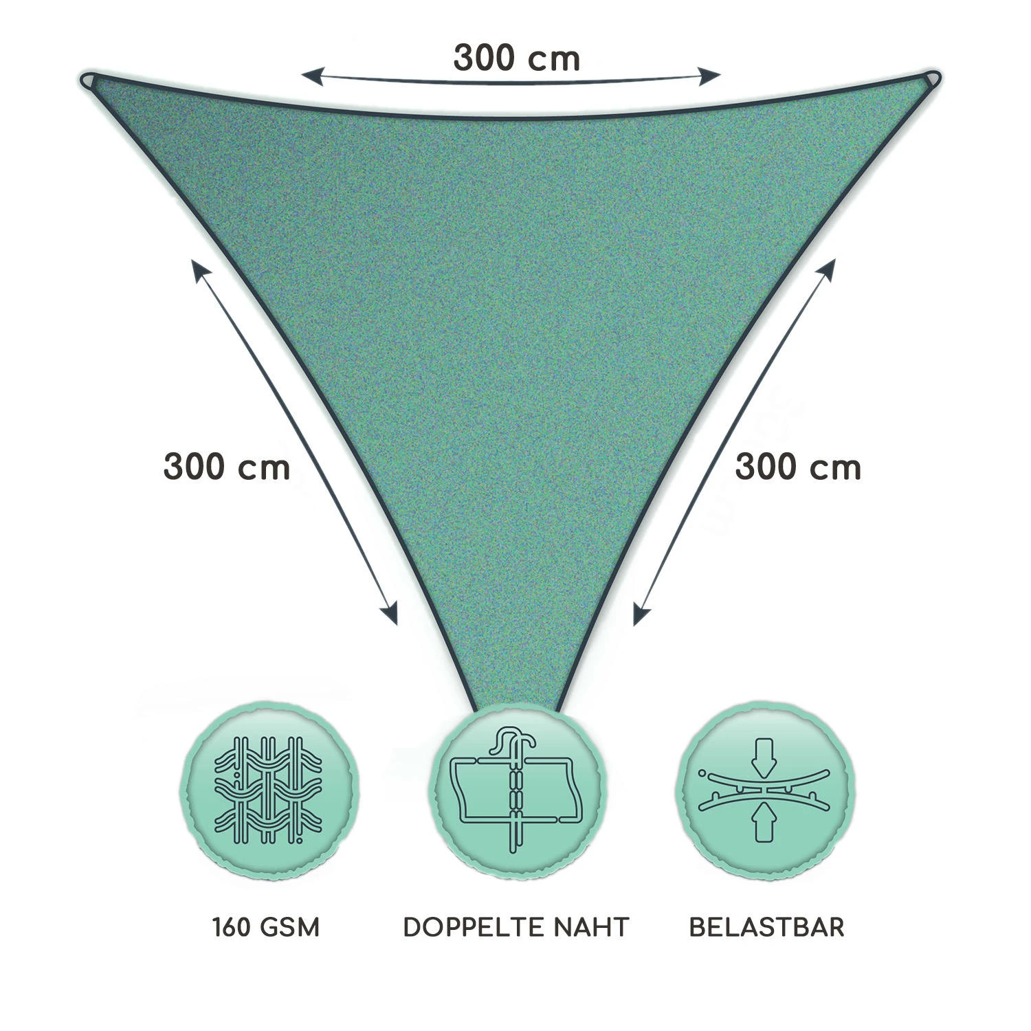 Dreieckiges Sonnensegel 3x3x3 M Polyester Luftdurchlässig 6 Dreieckiges Sonnensegel 3x3x3 M Polyester Luftdurchlässig – Bild 6
