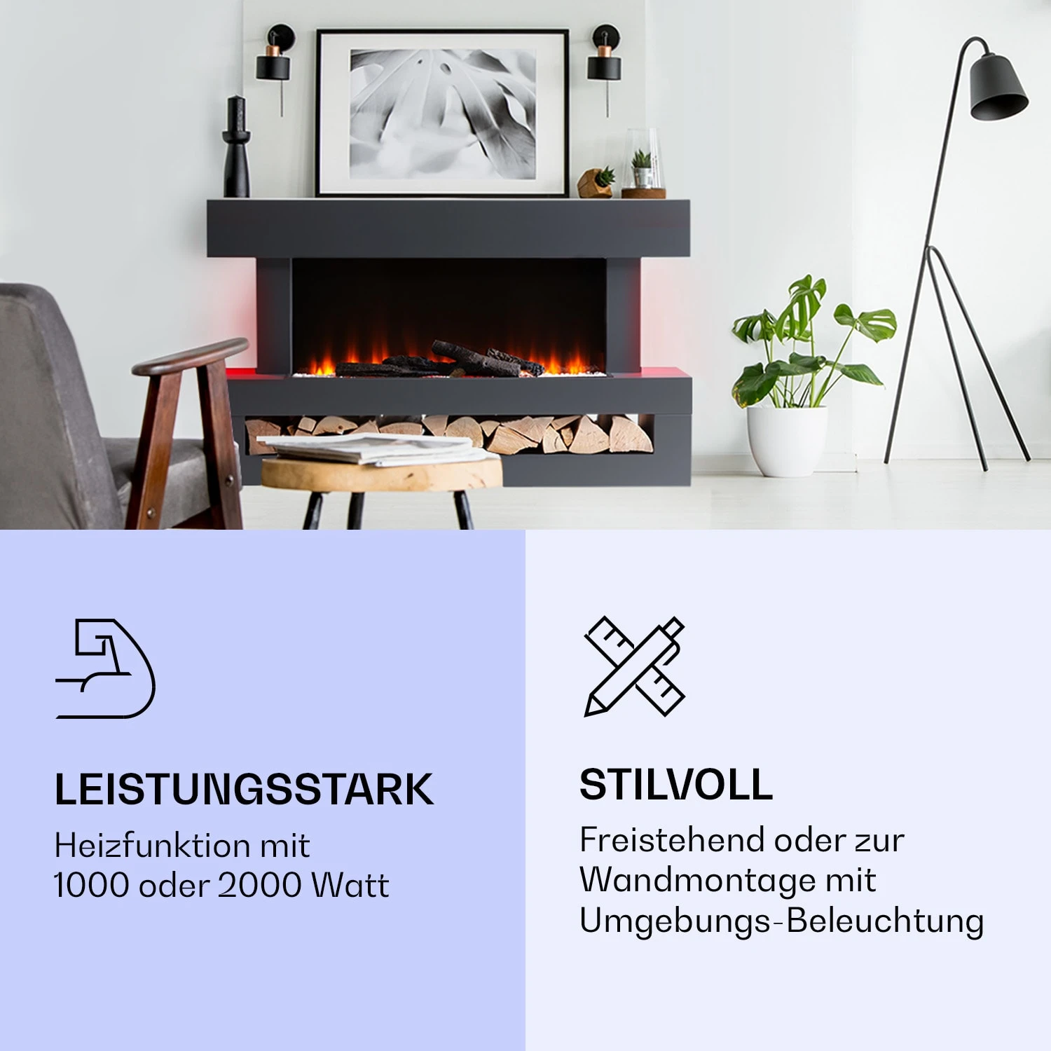 Studio Light & Fire 3 Smart Kamin 1000/2000W MDF WiFi-Steuerung 3 Studio Light & Fire 3 Smart Kamin 1000/2000W MDF WiFi-Steuerung – Bild 3