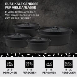 Galloway Dutch Oven 6.0 BBQ-Topf Gusseisen Voreingebrannt Größe M / 6 Qt -Garten Store 10038581 de 0006 usp