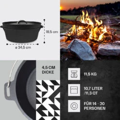 Galloway Dutch Oven 12.0 BBQ-Topf Gusseisen Größe XL / 12 Qt -Garten Store 10038583 de 0004 usp