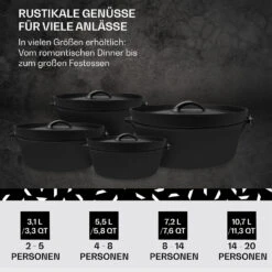 Galloway Dutch Oven 12.0 BBQ-Topf Gusseisen Größe XL / 12 Qt -Garten Store 10038583 de 0006 usp