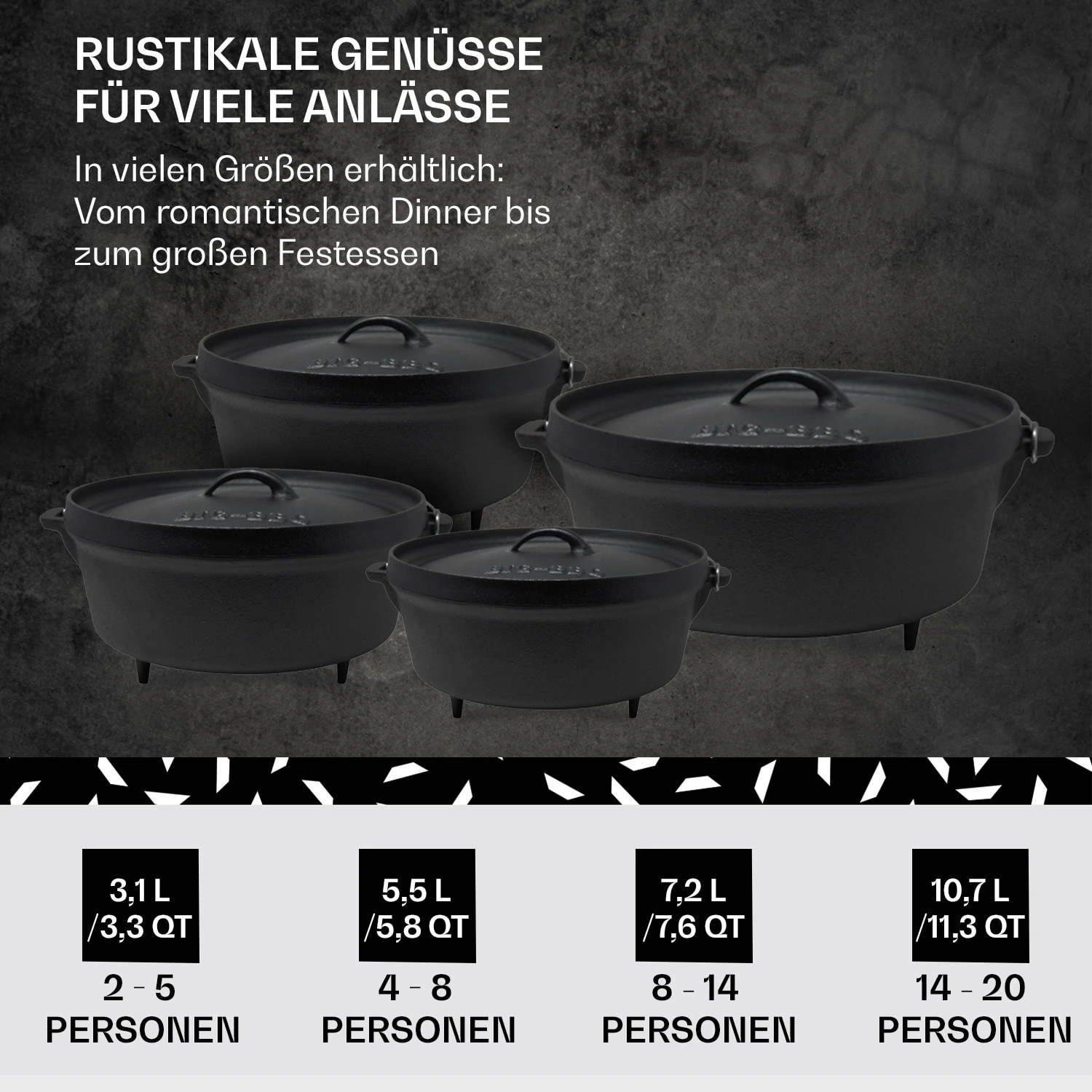 Galloway Dutch Oven 6.0 BBQ-Topf Gusseisen Standfüße Größe M / 6 Qt 6 Galloway Dutch Oven 6.0 BBQ-Topf Gusseisen Standfüße Größe M / 6 Qt – Bild 6