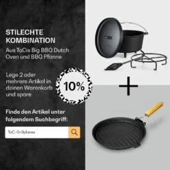 Galloway Dutch Oven 9.0 BBQ-Topf Gusseisen Standfüße Größe L / 9 Qt -Garten Store 10038586 de 0007 usp
