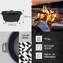 Galloway Dutch Oven 12.0 BBQ-Topf Gusseisen Standfüße Größe XL / 12 Qt -Garten Store 10038587 de 0004 usp