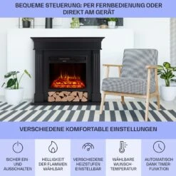 Las Pilas Elektrokamin Heizlüfter 900/1800W Wochentimer Fernbedienung -Garten Store 10038630 de 0006 usp