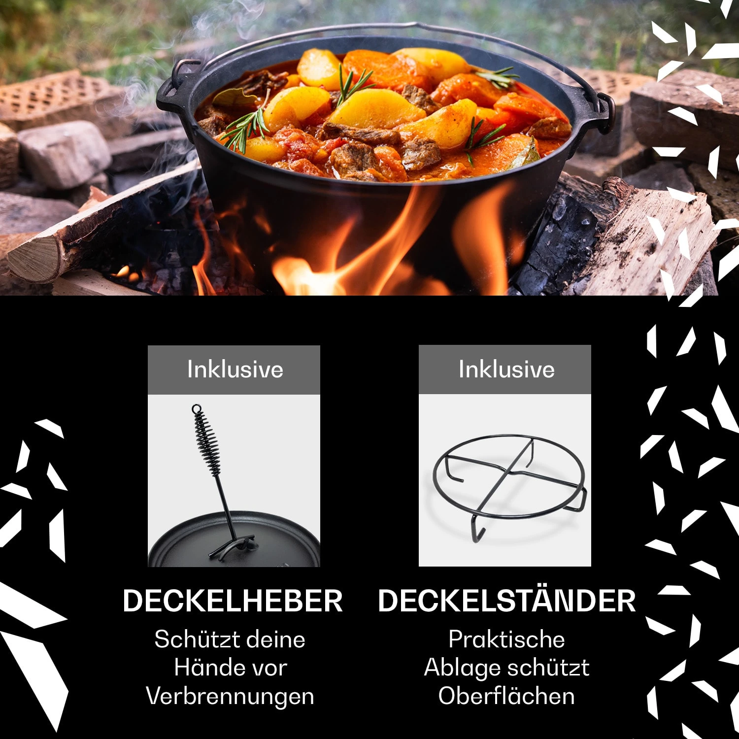 Guernsey Premium Dutch Oven 12.0 BBQ-Topf Gusseisen Voreingebrannt Größe XL / 12 Qt 2 Guernsey Premium Dutch Oven 12.0 BBQ-Topf Gusseisen Voreingebrannt Größe XL / 12 Qt – Bild 2