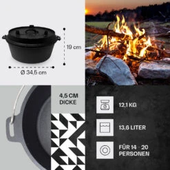 Guernsey Premium Dutch Oven 12.0 BBQ-Topf Gusseisen Voreingebrannt Größe XL / 12 Qt 10 Guernsey Premium Dutch Oven 12.0 BBQ-Topf Gusseisen Voreingebrannt Größe XL / 12 Qt -Garten Store 10038640 de 0004 usp