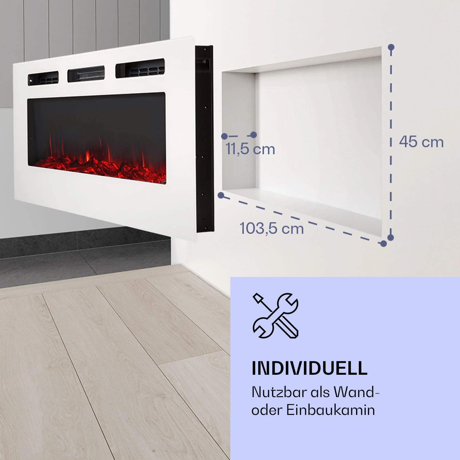 Galeras Elektrischer Wand- Und Einbaukamin 1800 W LED 3 Farben Timer 5 Galeras Elektrischer Wand- Und Einbaukamin 1800 W LED 3 Farben Timer – Bild 5