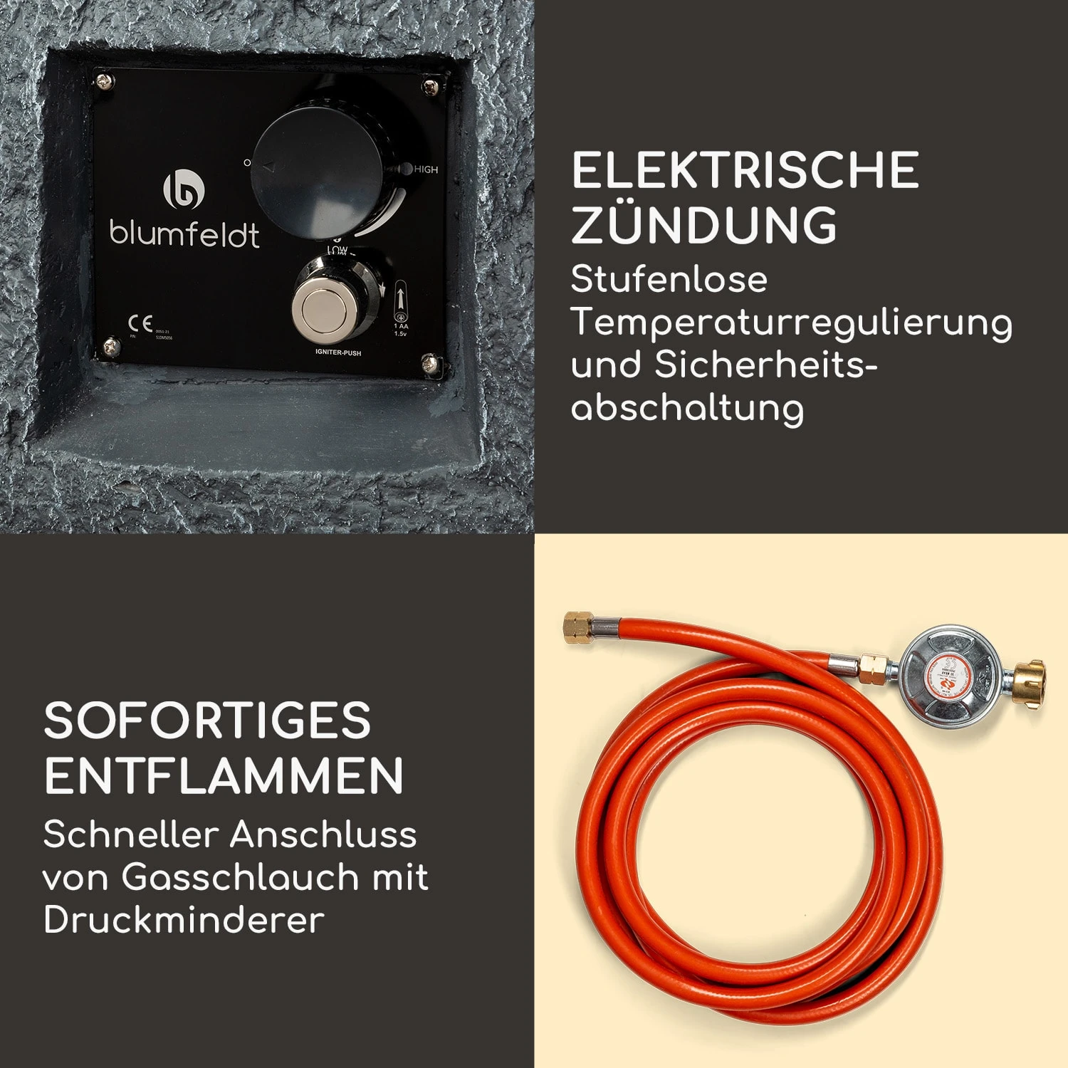 Andros Gas-Feuerstelle 40.000BTU/13kW Deckel Edelstahlbrenner 5 Andros Gas-Feuerstelle 40.000BTU/13kW Deckel Edelstahlbrenner – Bild 5