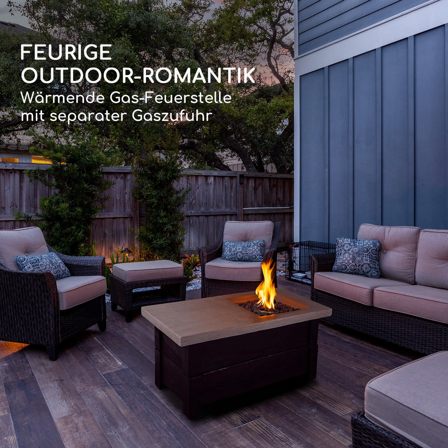 Corinth Gas-Feuerstelle 40.000BTU/13kW Abdeckung Edelstahlbrenner 2 Corinth Gas-Feuerstelle 40.000BTU/13kW Abdeckung Edelstahlbrenner – Bild 2