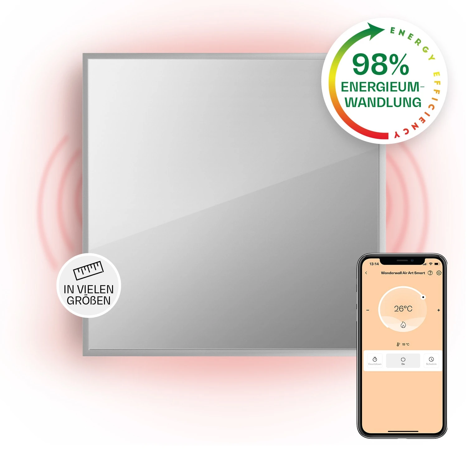 La Palma 500 Smart 2-in-1 Heizgerät Infrarot Konvektor 60x60cm 500W Spiegelfront 1 La Palma 500 Smart 2-in-1 Heizgerät Infrarot Konvektor 60x60cm 500W Spiegelfront