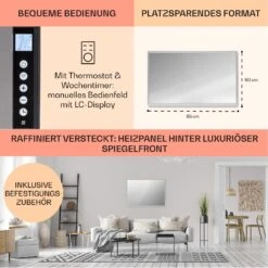 La Palma 750 Smart 2-in-1 Heizgerät Infrarot Konvektor 85x60cm 750W Spiegelfront -Garten Store 10039833 de 0006 usp