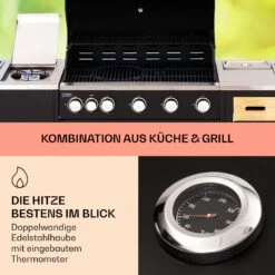 Jersey Outdoor Kitchen Gasgrill Spüle 20,7 KW 5+1 Brenner Mobil -Garten Store 10039854 de 0003 usp