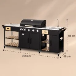 Jersey Outdoor Kitchen Gasgrill Spüle 20,7 KW 5+1 Brenner Mobil -Garten Store 10039854 yy 0008 dimensions
