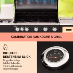 Jersey Outdoor Kitchen Gasgrill 20,7 KW 5+1 Brenner Mobil Regenschutz -Garten Store 10039855 de 0003 usp