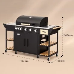 Jersey Outdoor Kitchen Gasgrill 20,7 KW 5+1 Brenner Mobil Regenschutz -Garten Store 10039855 yy 0008 dimensions