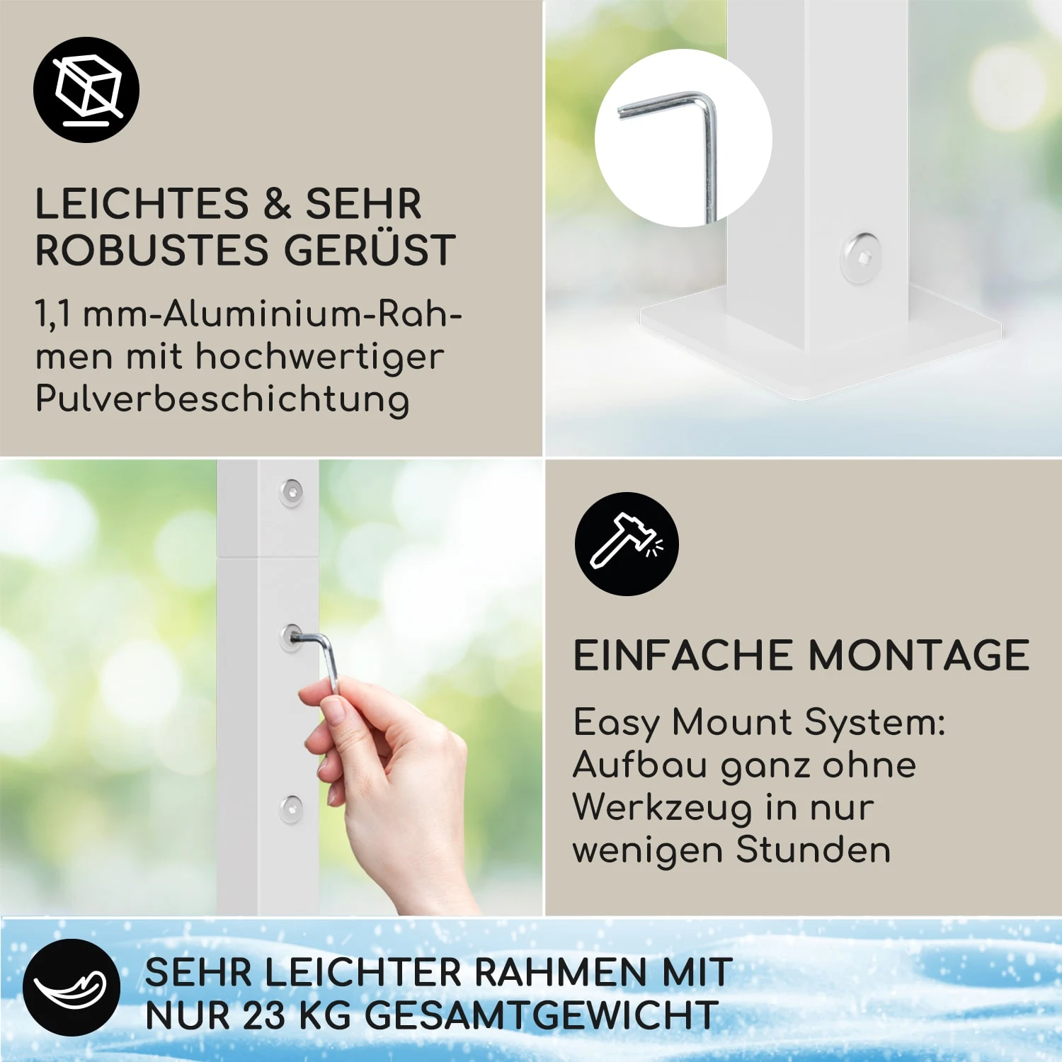 Blumfeldt La Rochelle Gazebo Schrägdach UV 50+ Aluminium Polyester 3 Blumfeldt La Rochelle Gazebo Schrägdach UV 50+ Aluminium Polyester – Bild 3