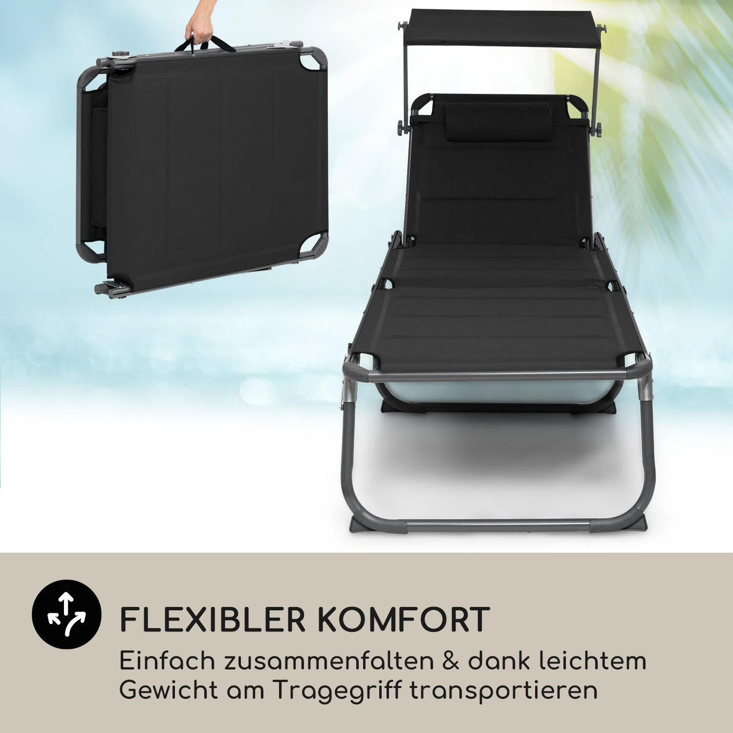 Amalfi Sonnenliege 70 X 37 X 200 Cm Sonnenblende 5-stufige Rückenlehne Stahlrohr Witterungsbeständig 5 Amalfi Sonnenliege 70 X 37 X 200 Cm Sonnenblende 5-stufige Rückenlehne Stahlrohr Witterungsbeständig – Bild 5