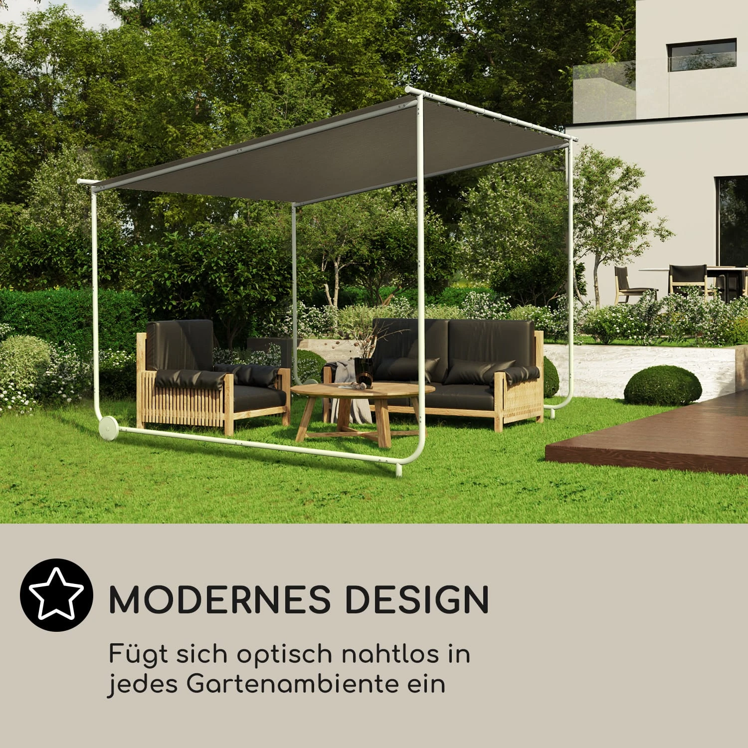 Nantes Pavillon Gazebo Sonnendach 3x3m Polyester Stahlrahmen UV50+ Bodenrollen 5 Nantes Pavillon Gazebo Sonnendach 3x3m Polyester Stahlrahmen UV50+ Bodenrollen – Bild 5