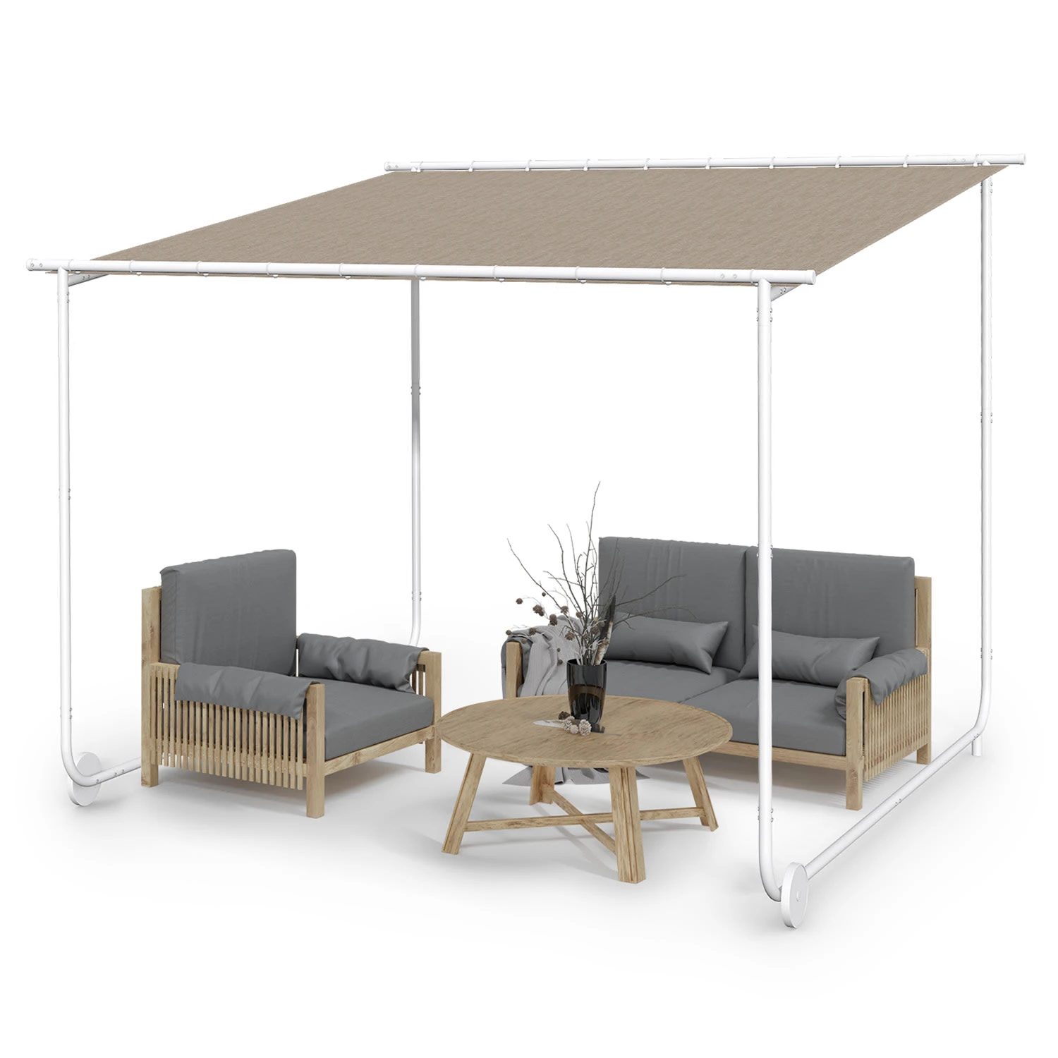 Nantes Pavillon Gazebo Sonnendach 3x3m Polyester Stahlrahmen UV50+ Bodenrollen 1 Nantes Pavillon Gazebo Sonnendach 3x3m Polyester Stahlrahmen UV50+ Bodenrollen