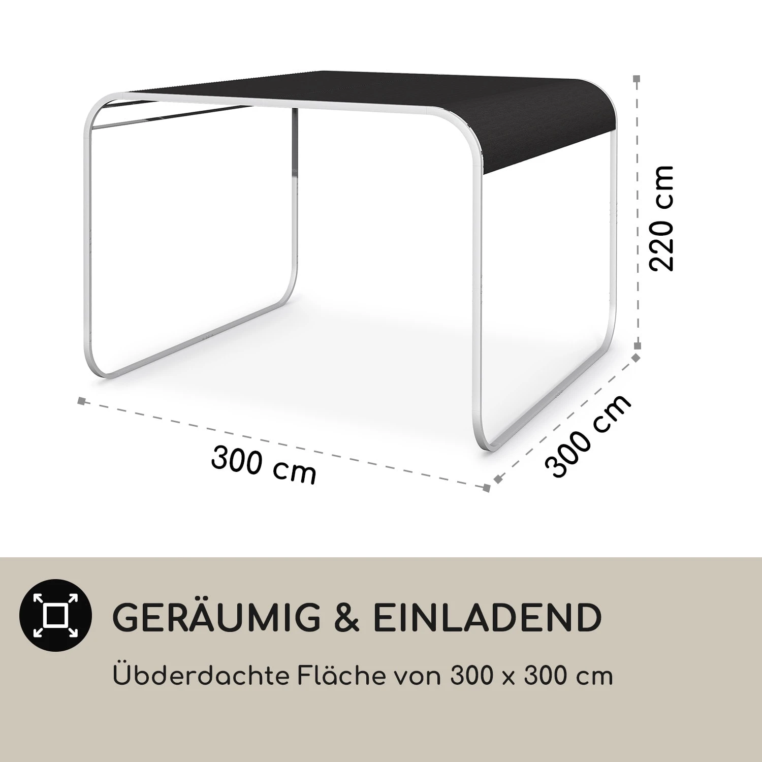 Orleans Gazebo 300 X 220 X 300 Cm Schiebedach UV-Schutz 50+ Leicht 5 Orleans Gazebo 300 X 220 X 300 Cm Schiebedach UV-Schutz 50+ Leicht – Bild 5