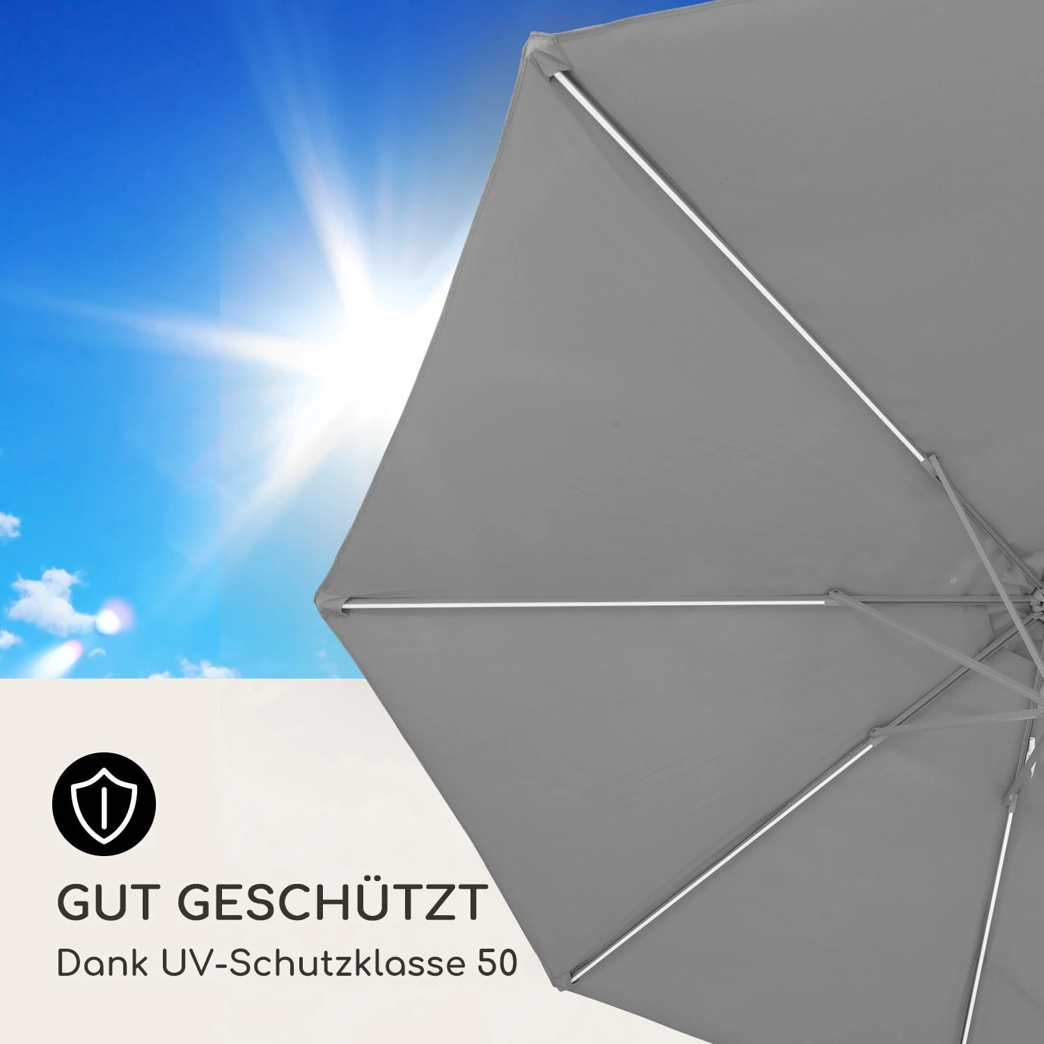 Blumfeldt Calais Sonnenschirm LED Aluminium-Rahmen Polyester-Bespannung UV 50 6 Blumfeldt Calais Sonnenschirm LED Aluminium-Rahmen Polyester-Bespannung UV 50 – Bild 6