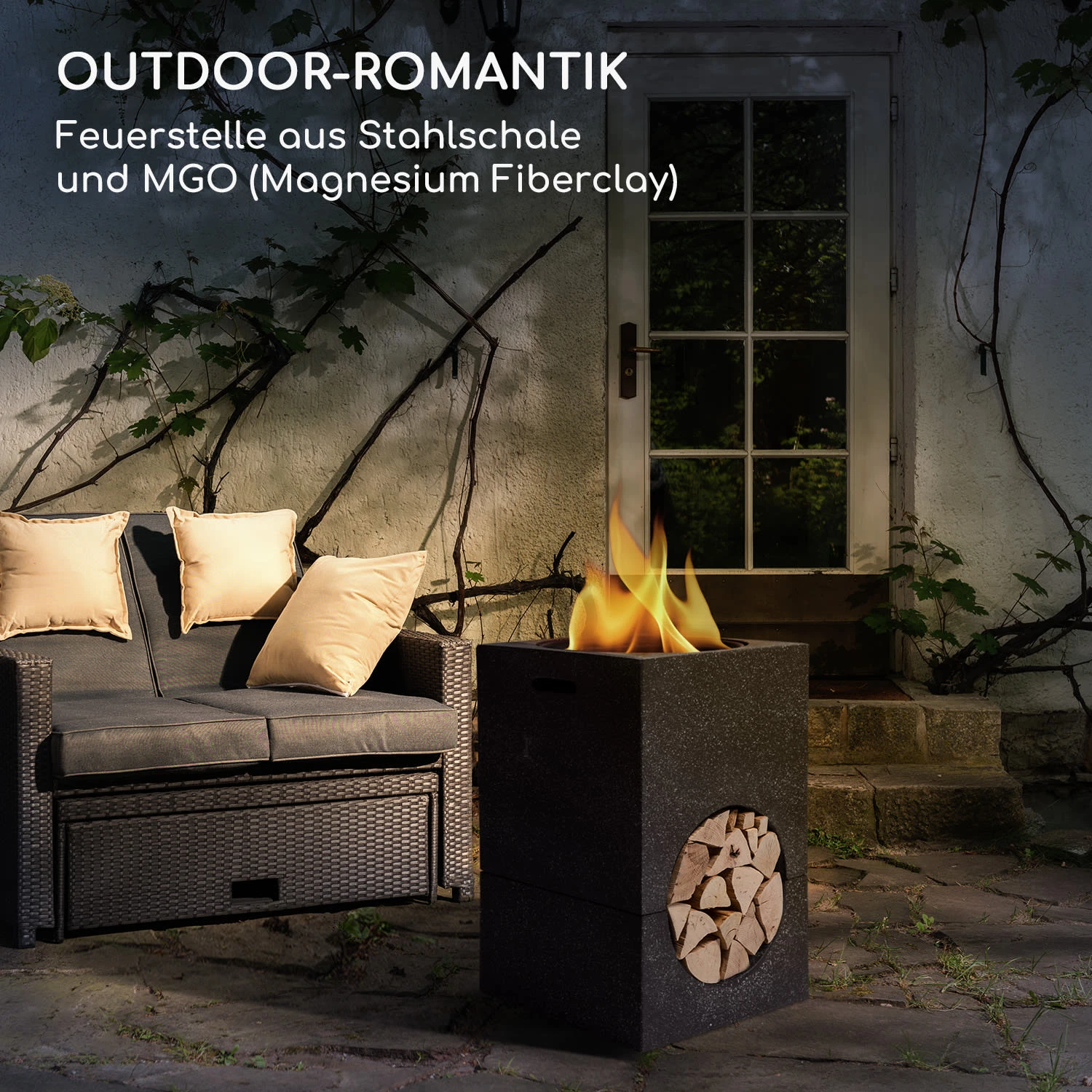 Blumfeldt Monolith Feuerschale Mit Grill MGO & Stahlschale Inkl. Funkenschutz 2 Blumfeldt Monolith Feuerschale Mit Grill MGO & Stahlschale Inkl. Funkenschutz – Bild 2