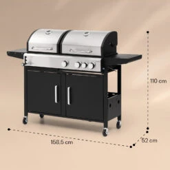 Kingsville 3.1 Kombigrill Gas + Kohle 10,9 KW 3+1 Brenner -Garten Store 10040270 yy 0008 dimensions