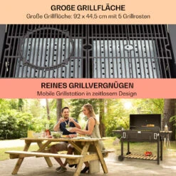 Aberdeen Double Holzkohlegrill Smoker Thermometer 2 Seitentische Mobil -Garten Store 10040293 de 0004 usp