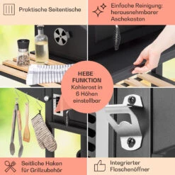 Aberdeen Double Holzkohlegrill Smoker Thermometer 2 Seitentische Mobil -Garten Store 10040293 de 0006 usp