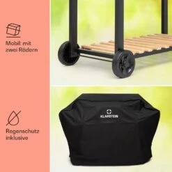 Aberdeen Double Holzkohlegrill Smoker Thermometer 2 Seitentische Mobil -Garten Store 10040293 de 0008 usp