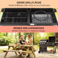 Aberdeen Kombi-Grill Gas Kohle Smoker Thermometer 2 Seitentische Mobil -Garten Store 10040294 de 0004 usp