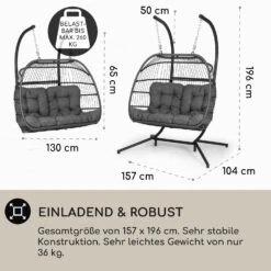 Biarritz Double Hängesessel Zweier PE Aluminium Polyrattan 260 Kg 9 Biarritz Double Hängesessel Zweier PE Aluminium Polyrattan 260 Kg -Garten Store 10040296 de 0004 usp