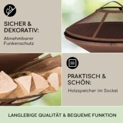Aguilera Feuerschale Mit Grill Ø 65 Cm Holzlager Stahl 9 Aguilera Feuerschale Mit Grill Ø 65 Cm Holzlager Stahl -Garten Store 10041127 de 0004 usp