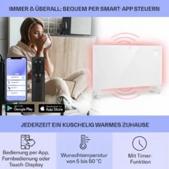 Bansin Crystal Smart Konvektions-Heizgerät 1500W 5 - 50 °C App-Steuerung -Garten Store 10041210 de 0003 usp