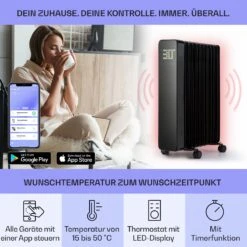 Sanford Smart Ölradiator 2500 W Leistung Wochentimer LED-Display Touch-Panel Klarstein-App -Garten Store 10041358 de 0003 usp