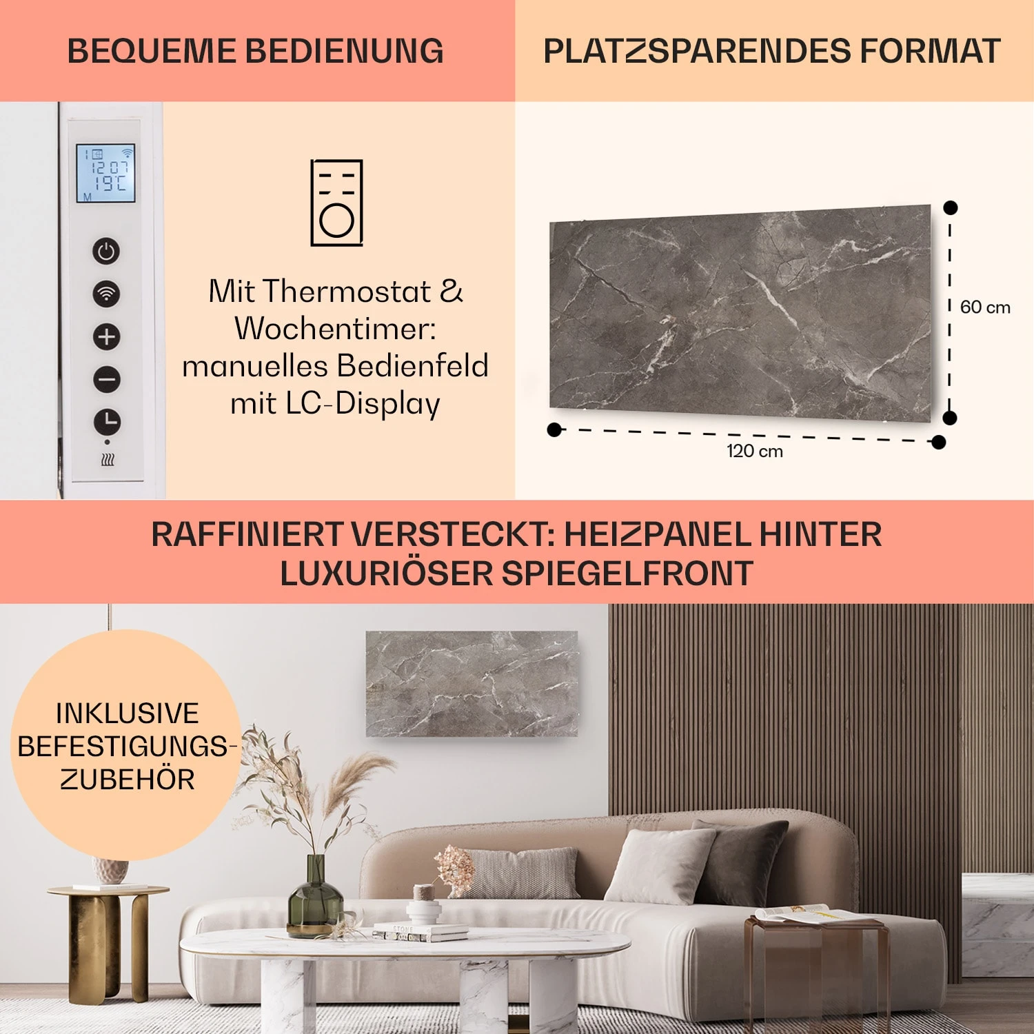 Wonderwall Santorini Smart Infrarot-Heizung 120x60cm 1000W Wochentimer IP24 6 Wonderwall Santorini Smart Infrarot-Heizung 120x60cm 1000W Wochentimer IP24 – Bild 6